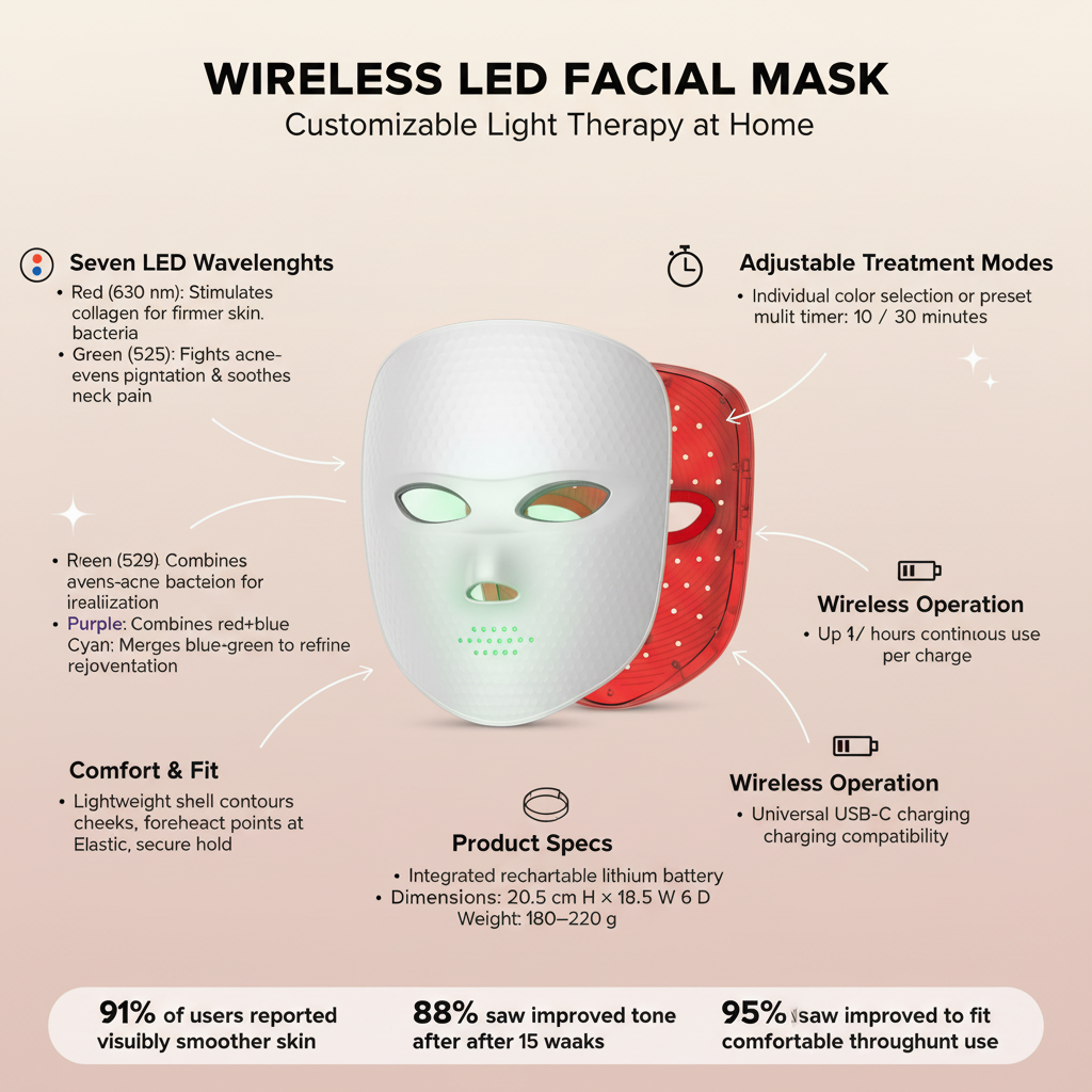 Wireless LED Facial Mask